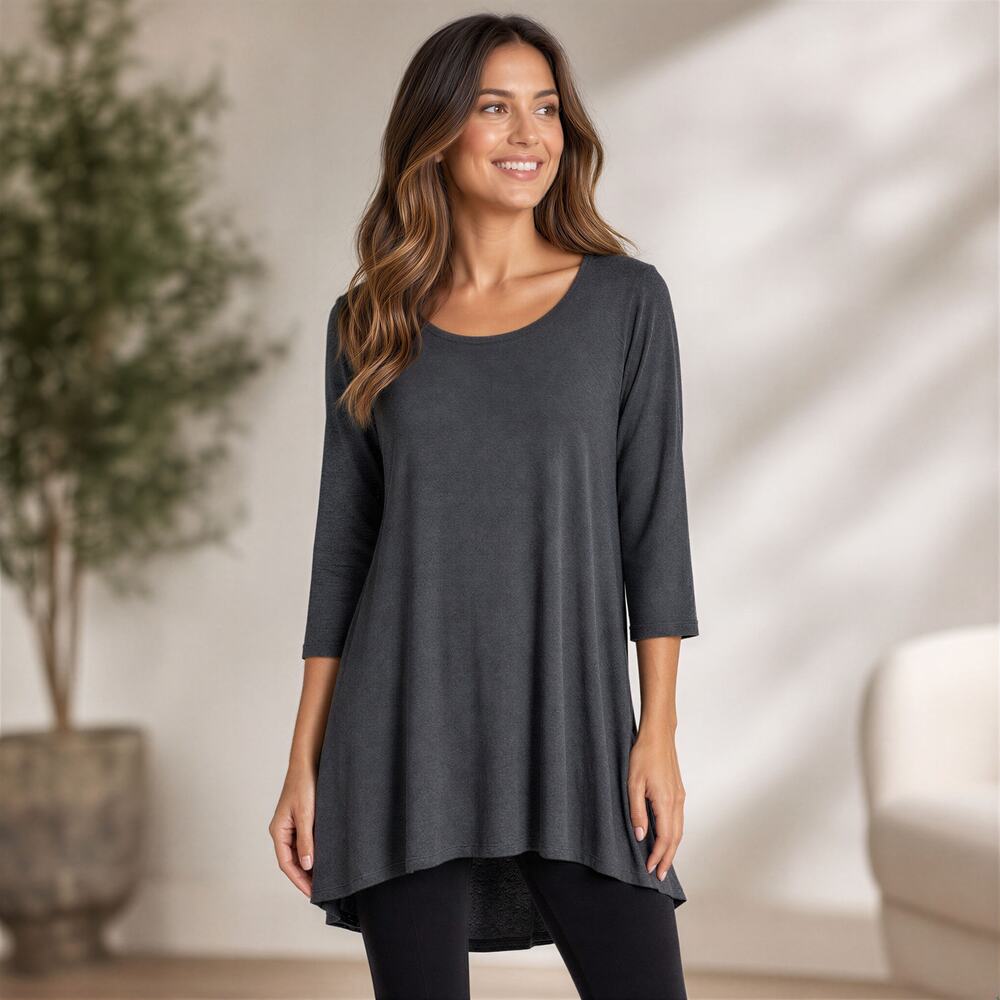 Apparel Love Stretch Tunic Top Gray Women L Casual Minimalist Loungewear Cozy